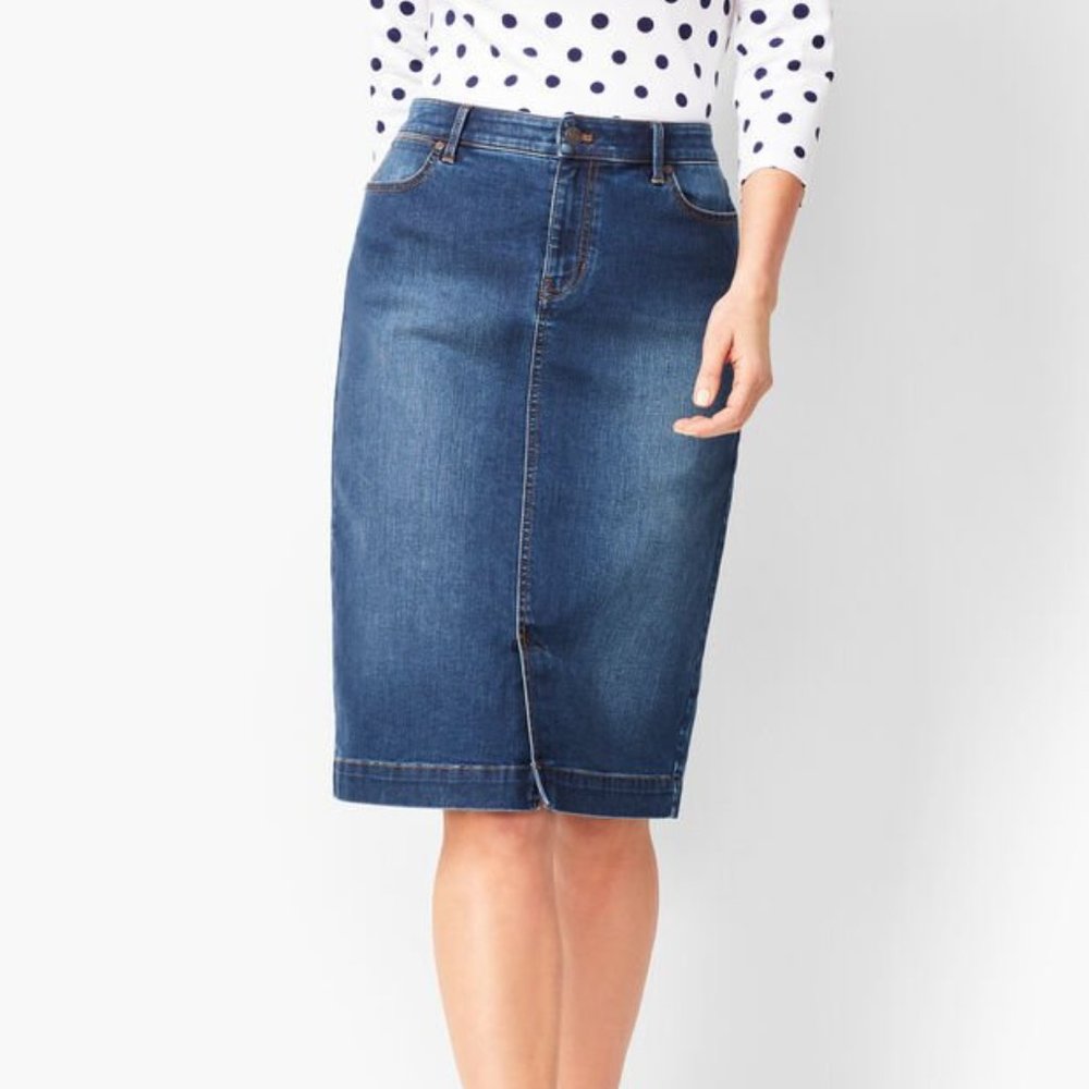 Talbots Dark Wash Denim Pencil Skirt 4P